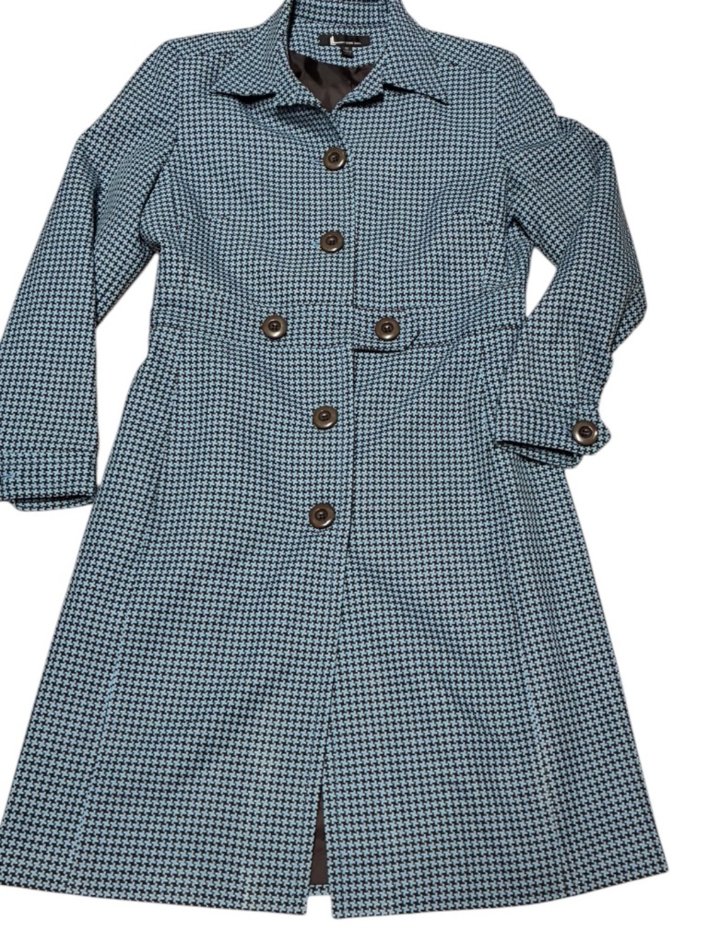 Larry Levine Suits Blue/Brown Houndstooth Coat size 14